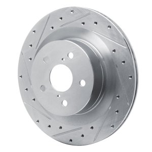 Lexus RC350 Brake Rotor (1) - Rear Left - R1 Concepts - Drilled & Slotted - Silver - `21-`22